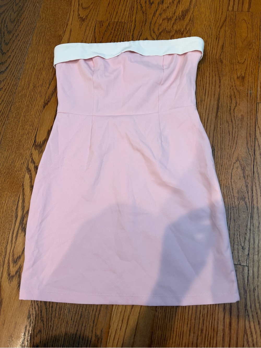 Edikted Pink Strapless Mini Dress with White Trim